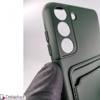 Švelnus silikoninis dėklas su kišenėle - žalias (Samsung S21 Plus) Švelnus silikoninis dėklas su kišenėle - žalias (Samsung S21 Plus)